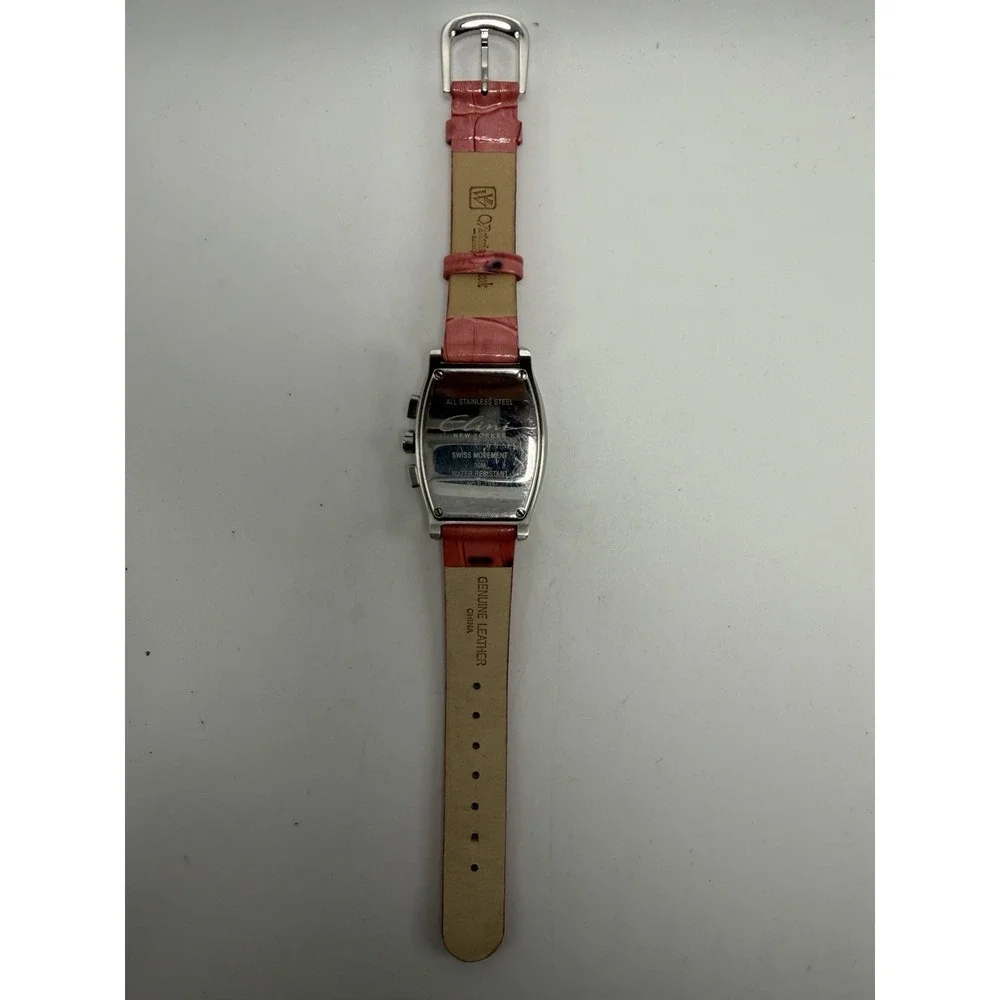 Elini New‎ Yorker B-799 New Battery Ladies MOP Chronograph Tank Watch 32MM 7.5